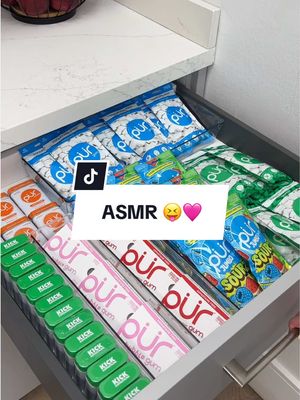 Calling all PUR lovers this one’s for you! 🤭🙌🩷 PUR Gum ASMR drawer restock!  ✨Aspartame Free ✨No Artificial Flavors  ✨100% Sweetened with Xylitol ✨Sugar Free #purgum #restock #asmr #restockasmr #fyp 