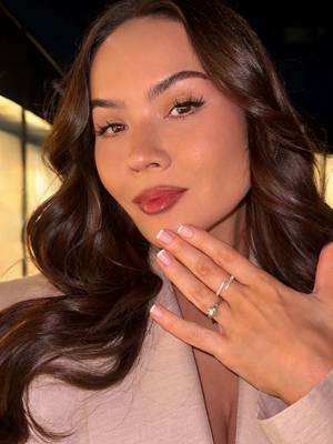 Engagement Nails 💍 or what I consider the perfect nails for those rocks 💎 • @essie  break fix to reinforce the nail tips + gel couture in Fairy Taylor with Blushed Metal top coat • @Ring Concierge open diamond wrap ring  • @Sally Hansen cuticle remover