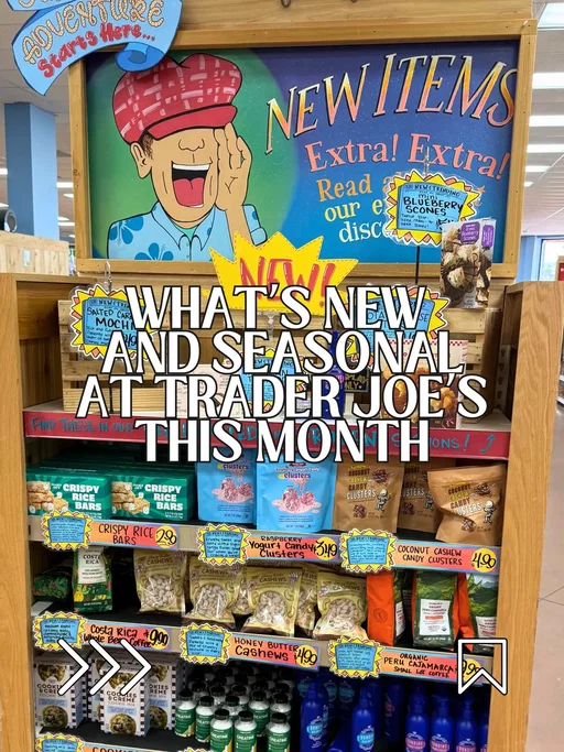 I went to Trader Joe’s and these are the BEST new finds 🛒 Trader Joe’s summer finds, new arrivals, and seasonal snacks, are hitting the shelves! Here’s everything I found 👇 ✨ Crispy Rice Bar 🍓 Raspberry Yogurt Candy Clusters 🧀 Potato Cheese Sticks 🍪 Cookies & Creme Cookie Mix 🥥 Coconut Cashew Candy Clusters 🌮 Taco Gouda 🦐 Shrimp Chips 🇺🇸 Red White & Blue Candy Bites 🍬 Zero Sugar Sweet & Sour Gummy Worms 🌶️ Jalapeño Limeade 🍊 Passion Fruit Orange Guava Juice 🫒 Main Squeeze Olive Oil Some of these are immediate rebuys and a few totally surprised me. If you’re doing a Trader Joe’s run this week, save this so you know what to grab.  #traderjoesfinds #traderjoeshaul #snackreview #traderjoes 