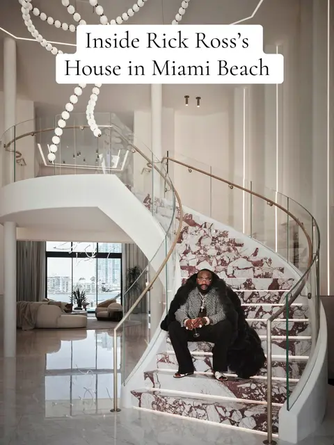 That mentality is all too present in Ross’s 15,000-square-foot Miami Beach home, which features 35 tons of marble, 7 mink coats, a waterfall, and a fleet of koi fish.  Tour the platinum-selling artist’s Star Island house at the link in bio.