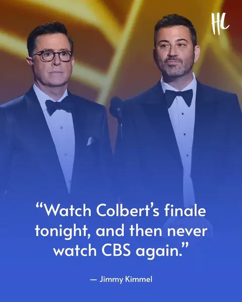 Shots fired. 😵 Jimmy Kimmel and his staff are taking the night off to honor his friend Stephen Colbert's final show, and — in true Kimmel fashion — the late-night host didn't mince words in a recent social media post. (📸: Getty Images) 