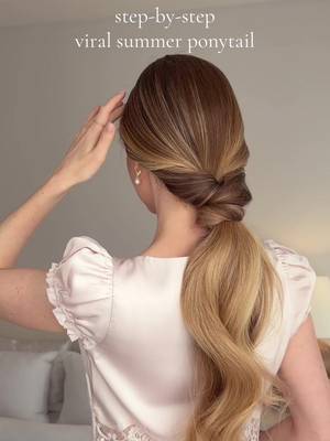 5 steps to create the viral summer ponytail❤️ with summer right around the corner, this effortless ponytail is everywhere. It’s so beautiful and perfect for dinners, vacations, or just everyday. Styled with my @Luxy Hair 20” halo extensions in bronde balayage for volume and length. linked in bio✨ code: AGABOURY to save $ #luxyhair #luxyhairpartner #ponytailhairstyle #hairtutorial #easyhairstyles  