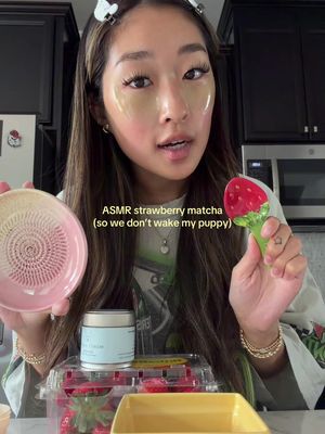 sincerely a struggling puppy mom! #asmrsounds #strawberrymatcha #matcharecipe #asmrfood #spanishgrater @momi’s matcha @Chobani @Anthropologie 