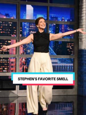 Stephen's favorite smell? He's looking at her!  #Colbert #ColbertQuestionert #EvieMcGee