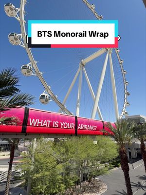 The Las Vegas Monorail is all dressed up for BTS THE CITY ARIRANG! 🚝❤️ #VegasEntertainment #VegasAttractions #BTS_THECITY_ARIRANG #BTS_THECITY_ARIRANG_LASVEGAS 