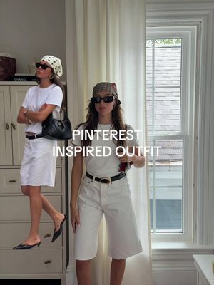 cool summer girl outfit energy ☁️ baggy white tee + white denim shorts is the formula #pinterestoutfit #summeroutfit #outfitinspo 