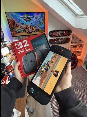 Spidey’s a bit late to the game, but don’t hate the player 🕹️ finally got myself the Nintendo Switch 2 🫣 #apartmenttherapy #roominspiration #bedroomideas #spidey #ledlights 