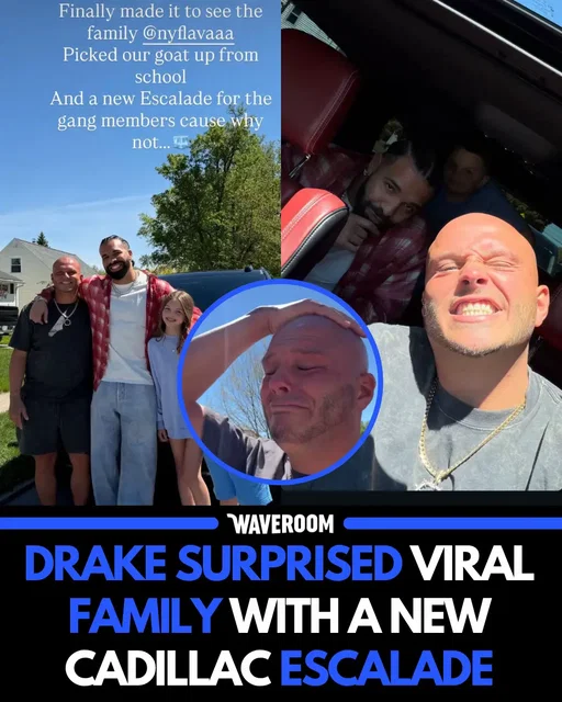 Drake surprised viral content creator Nyflavvaaa and his family with a brand new Cadillac Escalade 👀🧊 The family went viral online for their wholesome car karaoke videos — many of them featuring Drake songs — and it looks like Drizzy was paying attention the whole time 😭🚘  📸🎥: @nyflavaaa 
