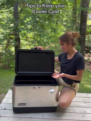 Hacks to Keeping Your Cooler Cold Longer: 🧊 Pre-cool your cooler the night before. Put fresh ice in when you're ready to go! 🧊Use ice packs or blocks, instead of ice cubes, because they take longer to melt. 🧊Make your own ice packs by filling old bottles & cartons with water & freezing. 🧊For extended trips freeze the meals you'll eat towards the end. 🧊Use a cooling rack to keep food off the ice or easy to grab off the top. 🧊Try and keep the lid closed as much as possible! And find a shady spot at camp to place your cooler. #campinggear campingmeals campingtips familieswhocamp campinghack cooler #campingtips #campinghacks