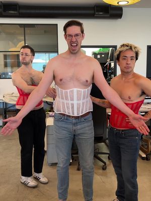 we tried corsets!  #tryguys #corsets #sixthemusical #funny 