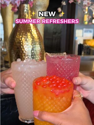New refresher lineup 🍋🥭🐉 Lychee Lemonade, Tropical Mango Sunrise and Dragon Fruit Crush Refreshers #pfchangs #refresher #mocktails #newmenu 