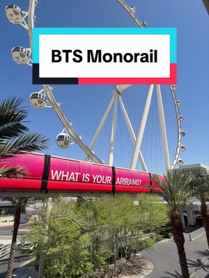 The Las Vegas Monorail is all dressed up for BTS THE CITY ARIRANG! 🚝❤️ #VegasEntertainment #VegasAttractions #BTS #BTS_THECITY_ARIRANG #BTS_THECITY_ARIRANG_LASVEGAS