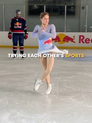 the same, but different 🤝 👏: @ledwards21 & Isabeau Levito #redbull #givesyouwiiings #energydrink #IceSkating #icehockey
