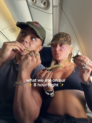 what he eats vs what I eat during our flight❤️