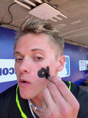 grwm eye black… what’s the rating today? (If you saw yesterday idk if this is better) 😂 #baseball #eyeblack #tacoma #noahfisher #athlete 