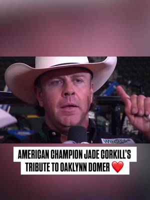 Winning it for Oaklynn ❤️ American team roping champion Jade Corkill wore pink on Saturday for Oaklynn Domer, breakaway roper Kelsie Domer’s daughter who passed away earlier this year. Corkill, a heeler, and his partner Clint Summers went 4.83 in the shootout round to win the American. After the win, Corkill shared a story about what led to Saturday’s tribute.
