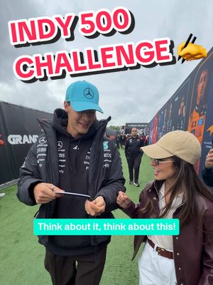 This is a tough one! 😜 Can George and Carmen complete our Indy 500 challenge… ✍️ #mercedes #f1 #formula1 #georgerussell #carmenmundt 