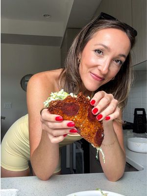 Viral Pepperoni Pizza Caesar Wrap 🌮 Okay, TikTok was right about this one. I made it three times in a row last week because I couldn’t stop thinking about it.  Originally seen this from @livcarbonero  A crispy baked cheese and pepperoni shell that becomes the wrap itself, folded around a cold, crunchy Caesar salad with a Greek yogurt boosted dressing. It tastes like pizza and a Caesar salad had a baby, and somehow that baby is high-protein and low-carb. Full recipe is on the blog! Linked in bio or can search https://basicswithbails.com/diet/high-protein/high-protein-pepperoni-pizza-caesar-wrap/ #highproteinmeals #highproteindinner #easyrecipeideas #pizzawrap #pepperonipizza 