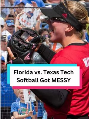 Florida vs Texas Tech’s college softball game featuring Jason Williams’ daughter Mia got MESSY. #ncaasoftball #collegesoftball #softball #fastpitch #wcws 