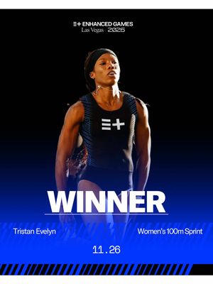 Women’s 100m sprint results are in.  Tristan Evelyn secures the win and a $250K 1st place grand prize 