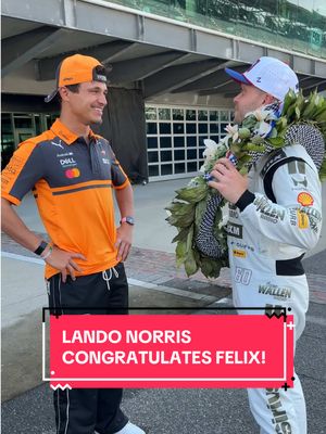 The entire racing world was watching 👀   @Lando Norris stops by to congratulate Felix Rosenqvist on his Indy 500 win. #indy500 #INDYCAR #Racing 