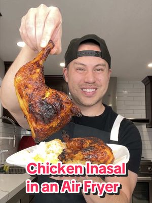 Let’s make Filipino Chicken Inasal in an air fryer! 🙌🏼🇵🇭🤤   Ingredients: Marinade: 2 lbs chicken cut into serving pieces 2 tablespoons ginger minced 1/2 bulb of garlic minced 3/4 cup lemongrass chopped 1 cup white vinegar 1/2 cup lemon or calamansi juice 1 cup lemon soda soft drink  1 tablespoon salt 1 tablespoon ground black pepper 1/4 cup brown sugar Basting Sauce: 3 tablespoons annatto oil 1/2 cup unsalted butter softened 1/4 teaspoon salt 1 teaspoon lemon or calamansi juice Recipe: 1. Mince the garlic and ginger 2. Create the marinade by combining the garlic, ginger, lemongrass, white vinegar, lemon or calamansi juice, lemon lime soft drink, salt, black pepper, and brown sugar into one container 3. Place the chicken into the marinade and refrigerate for at least a couple of hours or overnight for the fullest flavor 4. When you’re ready to cook, combine the annatto oil, butter, salt and lemon or calamansi juice for the basting sauce. 5. Make sure to remove any lemongrass on the chicken that might be too large 6. Using an air fryer, place the chicken (skin side down) into the tray. Set temperature to 360F degrees for 15 minutes 7. Baste the chicken with the basting sauce every few minutes. 8. I flipped the chicken so the skin side is up and cooked again at 390F degrees for 12 minutes and continued basting the chicken every few minutes. 9. When time is up, let the chicken rest for a 5 minutes. 10. When the chicken is ready, plate with rice, atchara, soy sauce (even spicy soy sauce), lemon/calamansi, or annatto oil. Be sure to eat and enjoy!   It’s so sarap (delicious)! 🤤 . . . . . . #Filipino #Recipe #chickeninasal #airfryer #filipinofood 