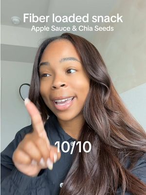Chia seeds and apple sauce- a 10/10 fiber hack ! The girls were right.  ***eat small amounts before your meal. Don’t eat the whole jar at once. It takes me 2-3 days to finish this.  #chiaseeds #fiberintake #chiaseedpudding #nike365 #weightloss 