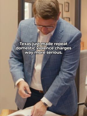 Texas takes repeat domestic violence offenses seriously, and this is a law you need to know. If someone is accused of assault against a family member, household member, or dating partner  and they already have a prior domestic violence conviction - that charge can be elevated to a third-degree felony in Texas. ⚖️ A felony charge can carry much more serious consequences, including potential prison time, fines, and a permanent criminal record. Every case is different, and the details matter. If you’re facing charges in Texas and want to see if I can represent you, check out the website linked in my bio.  Follow for more Texas law updates and legal insights.