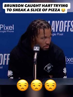 Jalen Brunson’s reaction to Josh Hart sneaking a slice is comedy 😂 (🎥 via @NBA) #NBA #NewYorkKnicks #Knicks #JalenBrunson #JoshHart 
