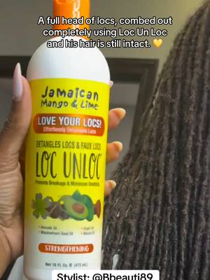 @Bbeauti89 said not one of his locs is getting cut today 😤🙌🏾 and she meant it. Our blend of Avocado, Argan, and Marula oils gets deep into the buildup so each loc slides apart without the damage. That’s the difference. Fellas still on the fence about removing your locs? Let this be your proof. 🙌🏾 Link in bio to shop Loc Un Loc 💛 #LocUnLoc #LocCombOut #LocRemoval #JMLHair #Locs    