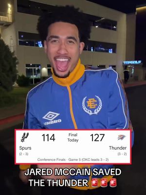 JARED MCCAIN ONE WIN AWAY FROM THE NBA FINALS 🚨 #jaredmccain #thunder #NBA #nbafinals #basketball 