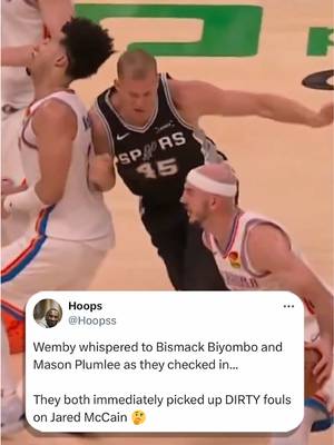 Did Wemby orchestrate a pair of cheap shots on Jared McCain? 🤔  #NBAPlayoffs #wemby #jaredmccain #victorwembanyama #sanantoniospurs 
