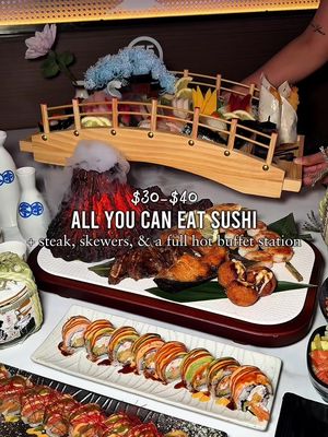 One of the most insane All-You-Can-Eat sushi spots in Arizona. 🤯  If you haven’t heard of Pakusan Sushi & Grill yet, here is the full breakdown: - VIBE: the space is MASSIVE and so beautifully decorated. We got instantly excited the moment we got in.  - QUALITY: the sushi quality is pristine. Everything is fresh and SO well made (can you tell from the video?)  - PROCESS: You order sushi directly from an iPad. It’s all made-to-order, which means you get to enjoy your sushi at its freshest.  - BEYOND THE SUSHI: If you want a break from sushi, they have an incredible selection of grilled items like juicy beef yakitori, shrimp skewers, and hot noodle dishes! - BONUS: They even have a full buffet station loaded with hot apps and desserts to round out the experience. It’s fresh, it’s unlimited, and the quality is unreal for AYCE. 💰 THE PRICE BREAKDOWN ☀️ LUNCH: $19.99-$21.99  🌙 DINNER & HOLIDAYS: $29.99 - $39.99 📍 2100 S Gilbert Rd, Chandler, AZ