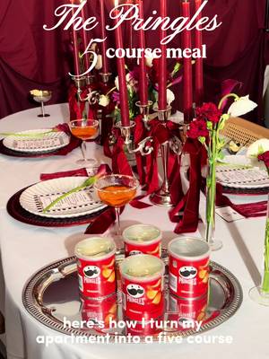Turning my apartment into a five-course fine dining experience with @Pringles for this week’s girls’ night 🍽️🤍#PringlesPartner