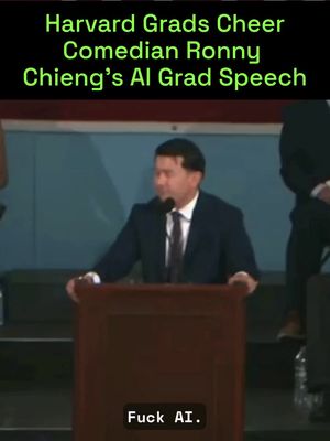 Not everyone got booed for an AI grad speech. Emmy-award winning comedian @Ronny Chieng joked about how stupid AI was with Harvard grads. He also talked about how AI was ruining the beauty of the creation process.