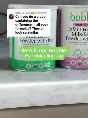Replying to @Taylor 🥰  Here's your Bobbie formula cheatsheet 🍼 If you have a question about one of our formulas, drop it in the comments ⬇️  #formulababy #infantformula #organicformula #formulafeeding #bottlefeeding 