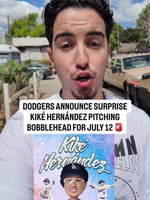 The Dodgers have announced a surprise bobblehead giveaway that features Kiké Hernández in his signature pitching helmet 🚨 It will take place on Sunday, July 12 in their game vs the Arizona Diamondbacks. Still holding out hope for that Kiké x Pages catch bobblehead… #losangeles #dodgers #fyp 
