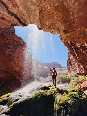 my guide to the Grand Canyon Rim to Rim👇 if you’re looking to run the rim in 1 day here is everything we did!  Route: South Kaibab Trail to North Kaibab Trail spanning ~21-24 miles with 6,000 ft of elevation gain, and we added a mile detour to Ribbon Falls  My fav and must stops: Boat Beach for a dip in the Colorado River Phantom Ranch Canteen for an ice cold lemonade  Ribbon Falls (~1 mile detour & SO worth it) Coconino Overlook for the final view back where you started!  Tips: Be sure to start early, minimize hiking/running between the hours of 10 a.m.-4 p.m., and balance food intake with water intake water is limited on the North Kaibab, and the only potable water currently available is at Manzanita Rest Area Where we stayed:  Maswik Lodge - South Rim (night before) Jacob Lake Inn - North Rim (night after & the world famous cookies are indeed worth the hype) Shuttles:  Trans-Canyon Shuttle bag transfer: drop luggage at Bright Angel Lodge to be transferred to the North Kaibab Lodge  free park shuttle from Bright Angel Lodge to South Kaibab trailhead  Trans-Canyon Shuttle North Kaibab Trail to Jacob Lake Inn (pick up luggage on the way)  Trans-Canyon Shuttle Jacob Lake Inn to Bright Angel Lodge (next day)   a trip like this can be a lot of logistics, but I promise it is worth it for this bucketlist trail🤩