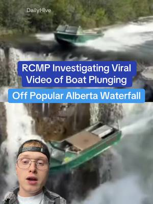 RCMP investigating after a boat plunged off of a popular Alberta waterfall 🛥️ #alberta #calgary #viral #boat #rcmp 
