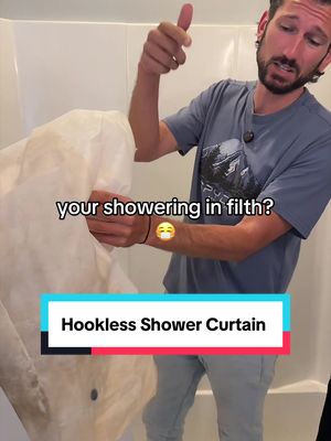 I’ll never go back to a plastic liner once I found out #showercurtain #showercurtains #hooklessshowercurtain #showertok #tiktokshopcreatorpicks 