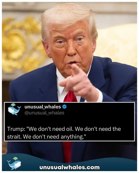 Trump: "We don't need oil. We don't need the strait. We don't need anything." JD Vance has said: "When somebody steals $1. 4 billion from [а government] program, that is theft from you." Donald Trump has been fined $200 after he was months late to report buying and selling millions in stocks, per WaPo. Have you met Mr. Whale? He knows what happened to your favorite stock 2 minutes ago. And how to use our tools to find your next favorite stock. Thoughts?! Follow @unusual_whales for daily posts about the stock market and crypto📈 NOTE: This post is not financial advice. The stock market is risky, and any trade or investment is expected to have some, or total, loss. Please do research before any trade. Do not use this information for financial decisions. Do not use this, or Unusual Whales’, information for investing. Check terms on site for full terms. APOLOGIES ABOUT THE HASHTAGS⁣⁣⁣⁣⁣⁣:⁣ #stockmarket #housing #epstein #trump #iran