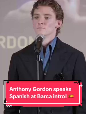 For the first time as a member of FC Barcelona, Anthony Gordon showed off his Spanish-speaking skills to the press at his introductory press conference!  The ex-Newcastle United winger joined Barca on a £69M signing on Friday. (via @skysports)