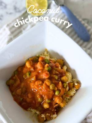 My kid-friendly Coconut Chickpea Curry served over coconut millet is one of my favorite “Ready in Under 30-Minute” meals to make. And toddler-approved! Zero Waste Tips: - Don’t throw away your onion and garlic scraps. Freeze them and make a veggie broth later. I’ll share my recipe this month. - Don’t throw out your canned chickpea liquid. It’s called aquafaba and I’ll show you my favorite way to reuse it in my next video. 👩🏽‍🍳 RECIPE 🍚 Coconut millet: - 1 cup millet - 1 cup full-fat coconut milk - 1 cup water - Pinch of salt - Squeeze of lime 1. Heat a dry pot over medium heat. Add 1 cup millet. 2. Add 1 cup full-fat coconut milk + 1 cup water and a pinch of salt. Stir it up. 3. Bring to a boil. Then reduce to low, cover, and simmer for 18 minutes. 4. Remove from heat and let it steam, covered, for 5 minutes. 5. Fluff with a fork and finish with a squeeze of lime. 🍛 Coconut Chickpea Curry: - 1/2 large onion, chopped - 2-3 cloves of garlic, chopped - 1/4 teaspoon ground ginger - 1/4 teaspoon thyme - 1 (15 oz) can crushed tomatoes - 1 (13.5 oz) can full-fat coconut milk - 1 (15 oz) can chickpeas, drained and rinsed (that’s about 1.5 cups cooked chickpeas) - 2 tablespoons curry powder - 1/2 teaspoon turmeric powder - 1 teaspoon ground cumin - 1 cup frozen peas - Squeeze of lime 1. Heat some cooking oil in a wok or large pan and sauté the garlic, onion, ground ginger, and thyme until fragrant and golden. 2. Add tomatoes, coconut milk, chickpeas, and spices. Cook for another 10 minutes. 3. Add frozen peas. Stir and cook for 5 minutes more. 4. Serve the curry over coconut millet and enjoy. ✨ Ps. This was also an example of using what you have, because I ran out of full-fat coconut milk, so I ended up using some beverage-style coconut milk I found in my pantry instead. I added a tablespoon of arrowroot starch to help thicken it since the coconut milk I used was thinner than full-fat. #vegandinner #chickpeas #vegantoddler #WholeFoodPlantBased #veganrecipes