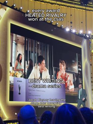 The way Jacob Tierney did a U-turn to accept a back to back award 👏 Heated Rivarly won 13 awards tonight at the Scripted Television Awards! Here’s all the wins! #cdnscreenawards #heatedrivalry #heatedrivalrytvshow  @The Canadian Academy 