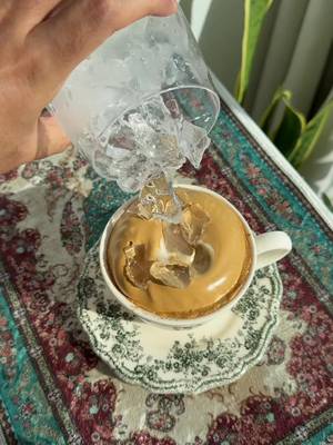 Probably the easiest and delicious coffee! Ingredients  Instant coffee 1 tablespoon  Sugar 1 teaspoon  Hot water 1 tablespoon  Milk of choice  Condensed milk  Ice cubes 