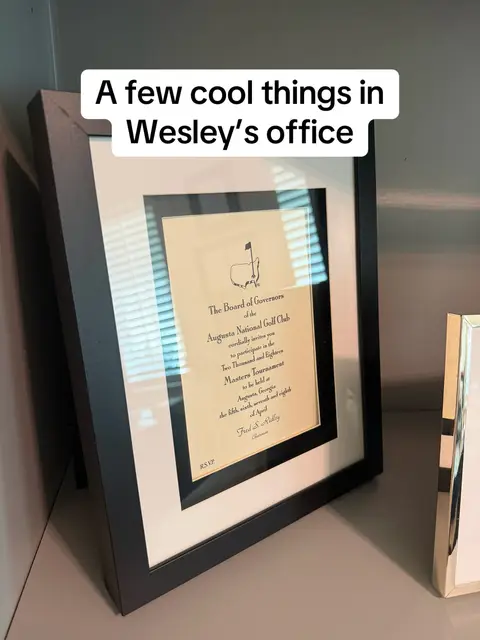 How sweet are some of the things in Wesley’s office?! Everywhere you look there’s a story… His first PGA Tour win glove. A Masters invitation. Player of the Year trophy. YouTube plaques. And a bunch of random keepsakes that somehow survived the last 15 years. Thought it’d be fun to show a few of our favorites 🤙 Might need a video tour soon 👀