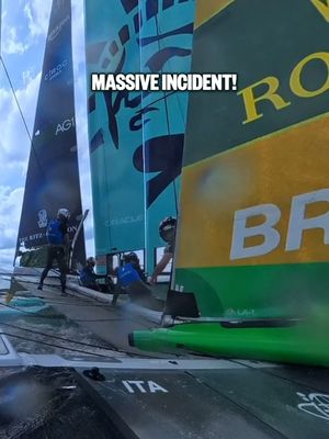 The incident from onboard the Italian F50 👀⛵️ Thankfully no major injuries 🙌 #sailgp #sailing #Collision #crash #pov #onboard #newyorkcity