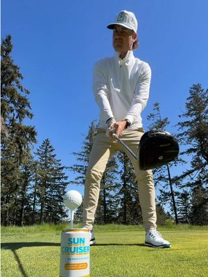 That putt though 👀 • Everyone who knows me knows how much fun I like to have on the golf course trying to pull off the next wild adventure of a golf shot. • My friends @Sun Cruiser are all about that - getting outside, being with friends, enjoying the walk and keeping it smooth. • They challenged me to see if I could make par by only hitting golf shots directly off a can of their Classic Ice Tea made with real ice tea, real vodka, and only 100 calories and 1g of sugar. Think I can do it? • #Ad #golf  • 4.5% ABV. Must be legal drinking age. Please enjoy responsibly.