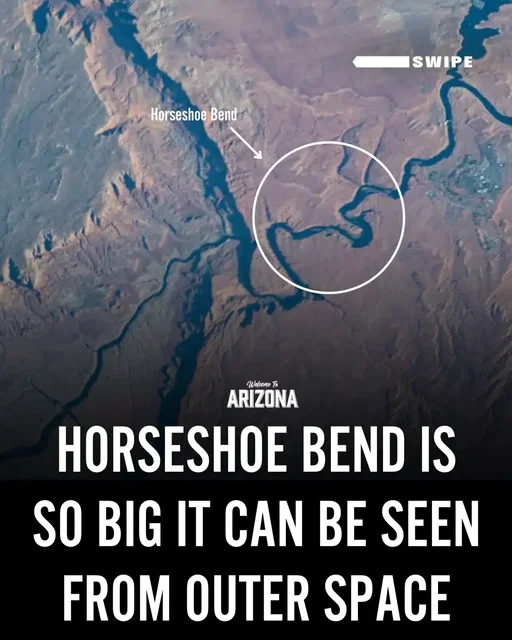 You can see Horseshoe Bend located in Page, Arizona from outer space 😱🔭  Credits: @nasa #HorseshoeBend #Arizona #WelcometoArizona #Space