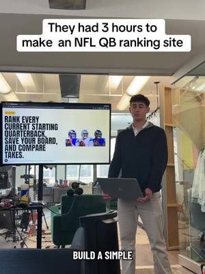 11am - @Omer says Dak Prescott is better than Lamar Jackson 2pm -  go build a site where people can rank QBs 5pm - presentation  Before launch, any feedback? 👇 #nfl #snapbackai #interns 